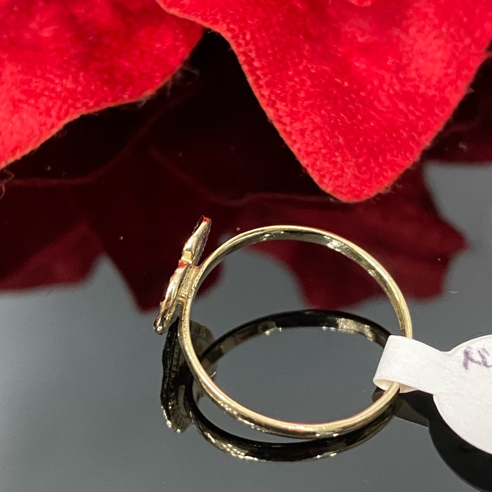10K Yellow Gold Single Band Nugget Heart Ring - Picture 4 of 8